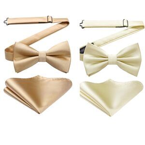 5791 Classic Champagne Pre Tied Bow Ties Luxury Satin Champagne Gold Bow